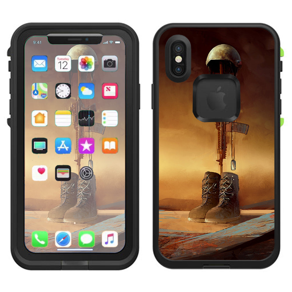  Fallen Soldier Remember Boots Rifle Lifeproof Fre Case iPhone X Skin