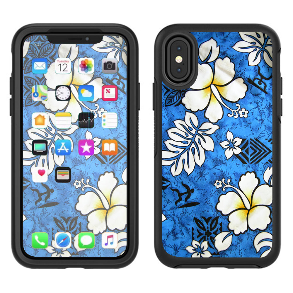  Tropical Hibiscus Floral Pattern Otterbox Defender Apple iPhone X Skin