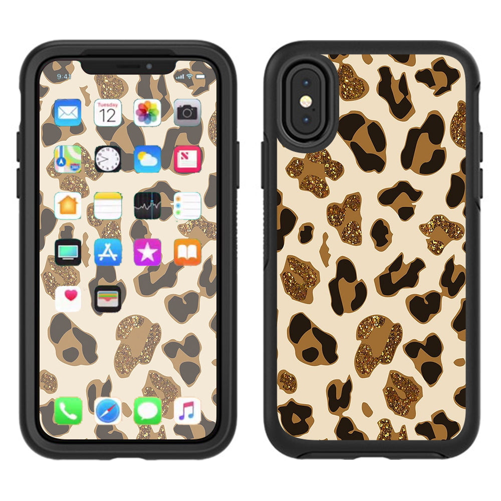  Brown Leopard Skin Pattern Otterbox Defender Apple iPhone X Skin