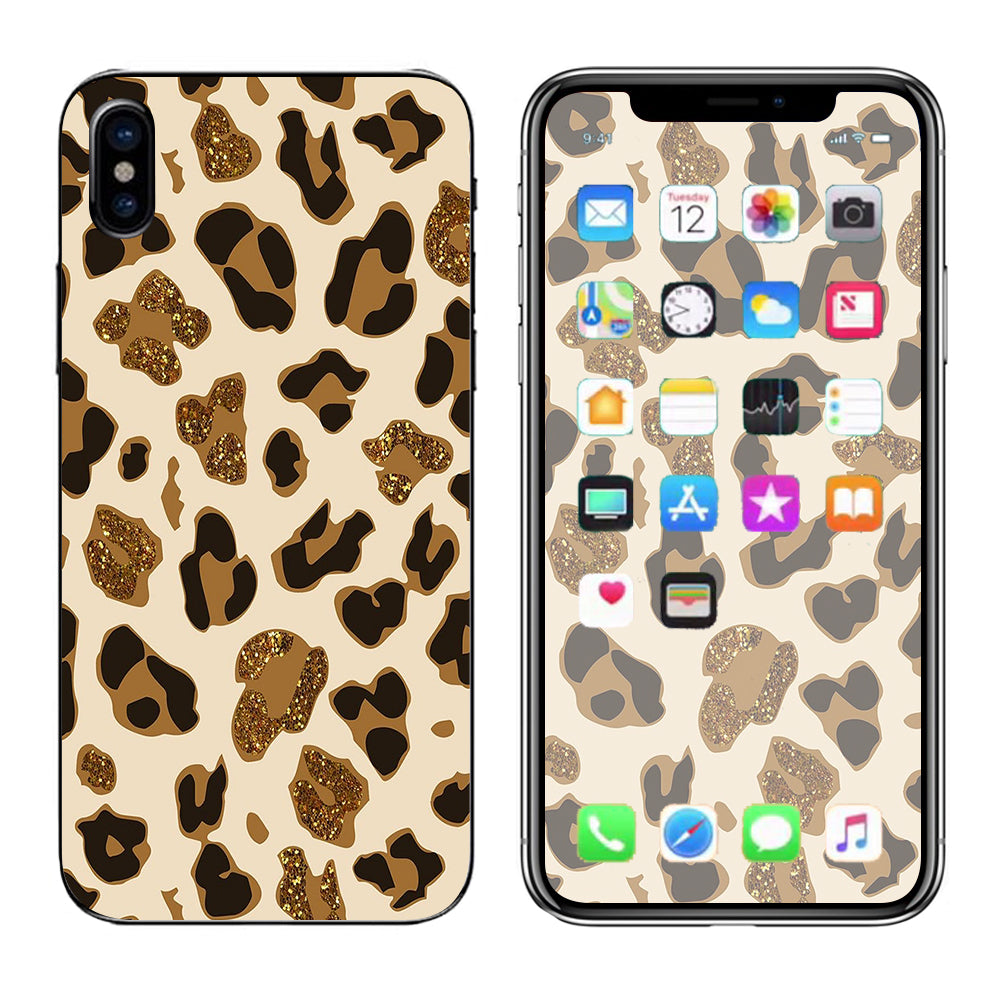  Brown Leopard Skin Pattern Apple iPhone X Skin