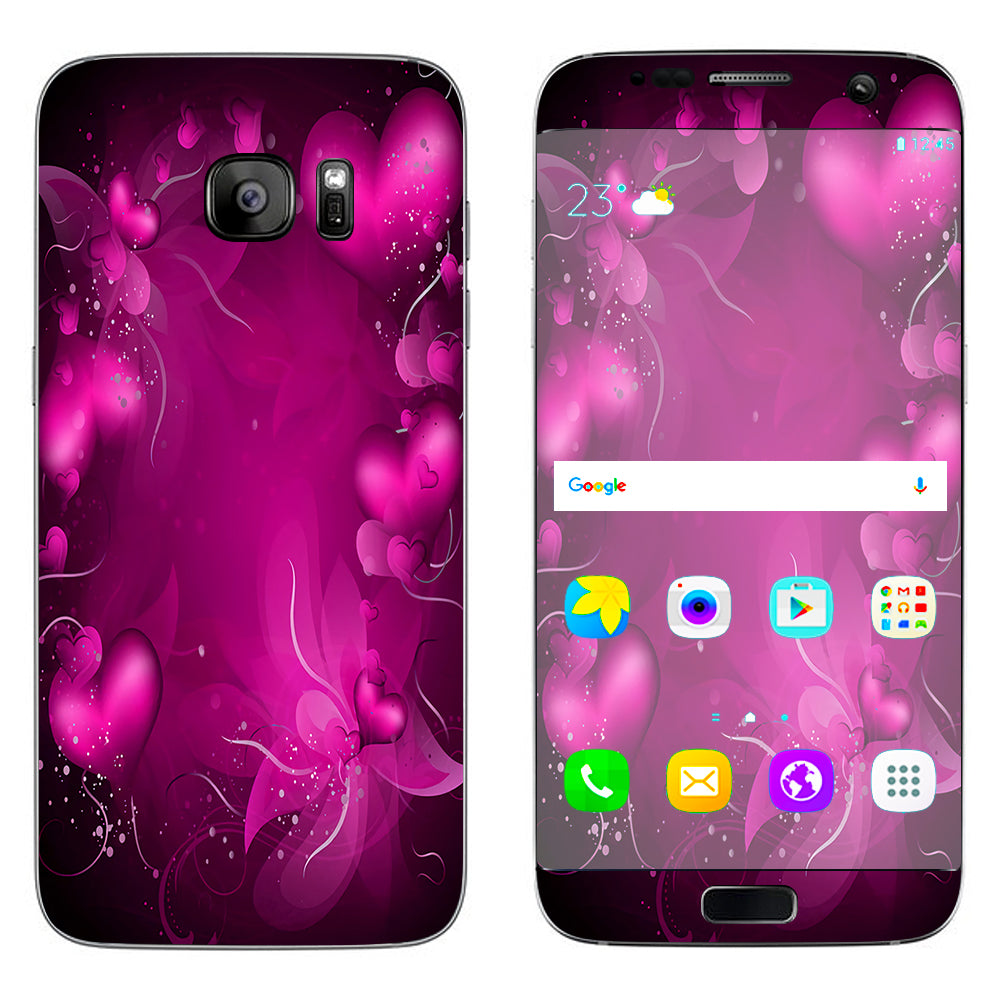  Pink Hearts Flowers Samsung Galaxy S7 Edge Skin