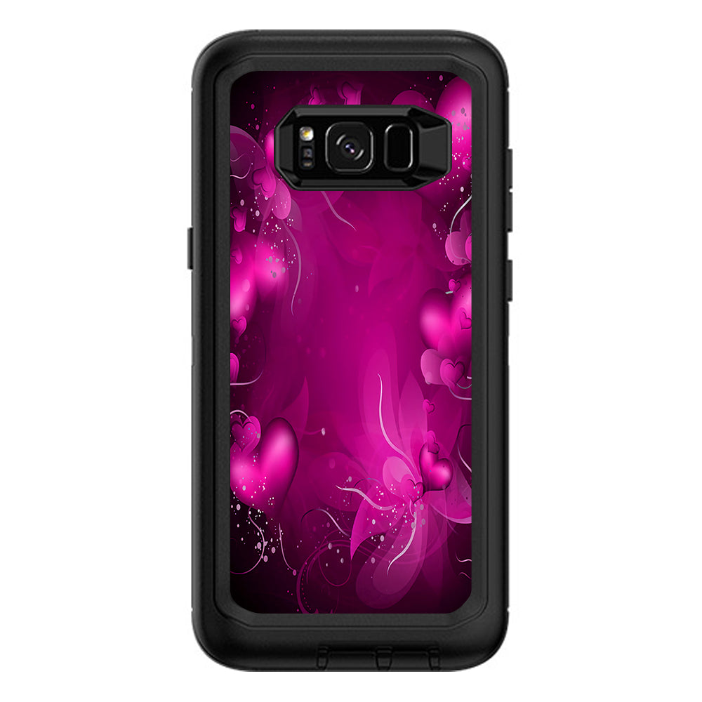  Pink Hearts Flowers Otterbox Defender Samsung Galaxy S8 Plus Skin