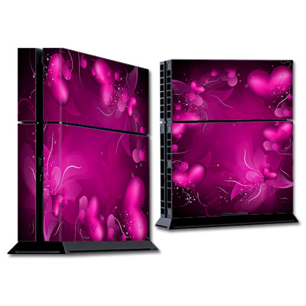  Pink Hearts Flowers Sony Playstation PS4 Skin
