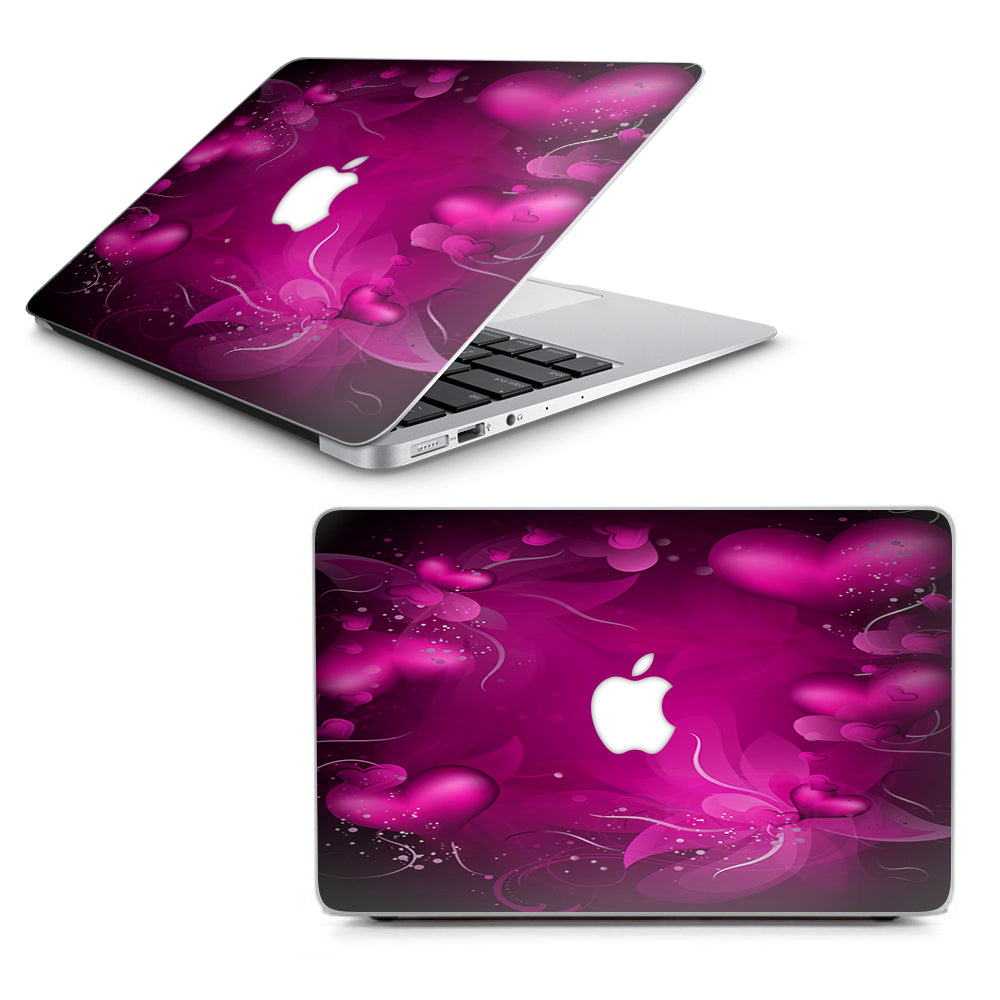  Pink Hearts Flowers Macbook Air 13" A1369 A1466 Skin