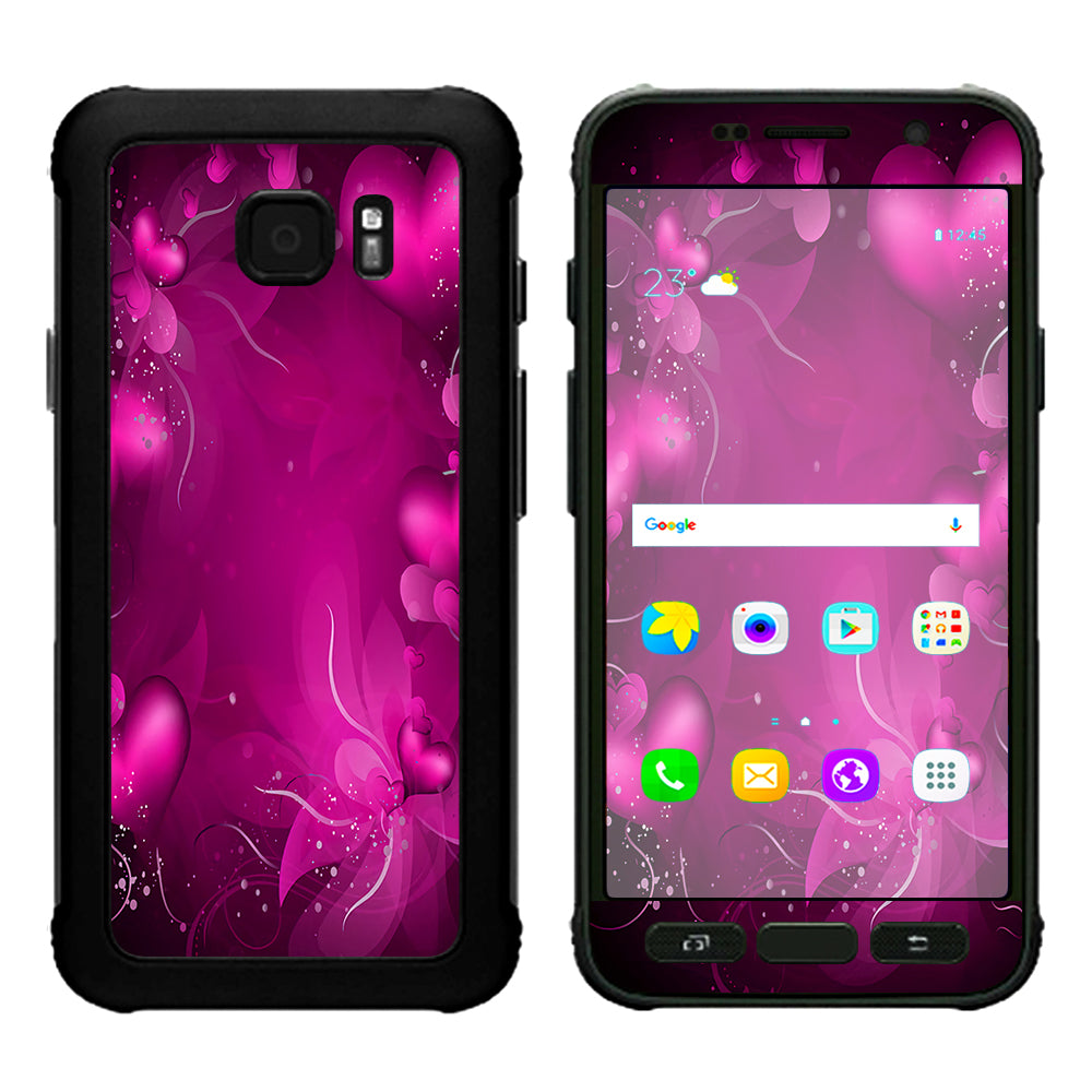  Pink Hearts Flowers Samsung Galaxy S7 Active Skin