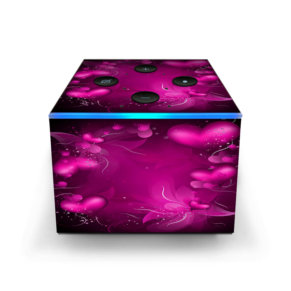  Pink Hearts Flowers Amazon Fire TV Cube Skin