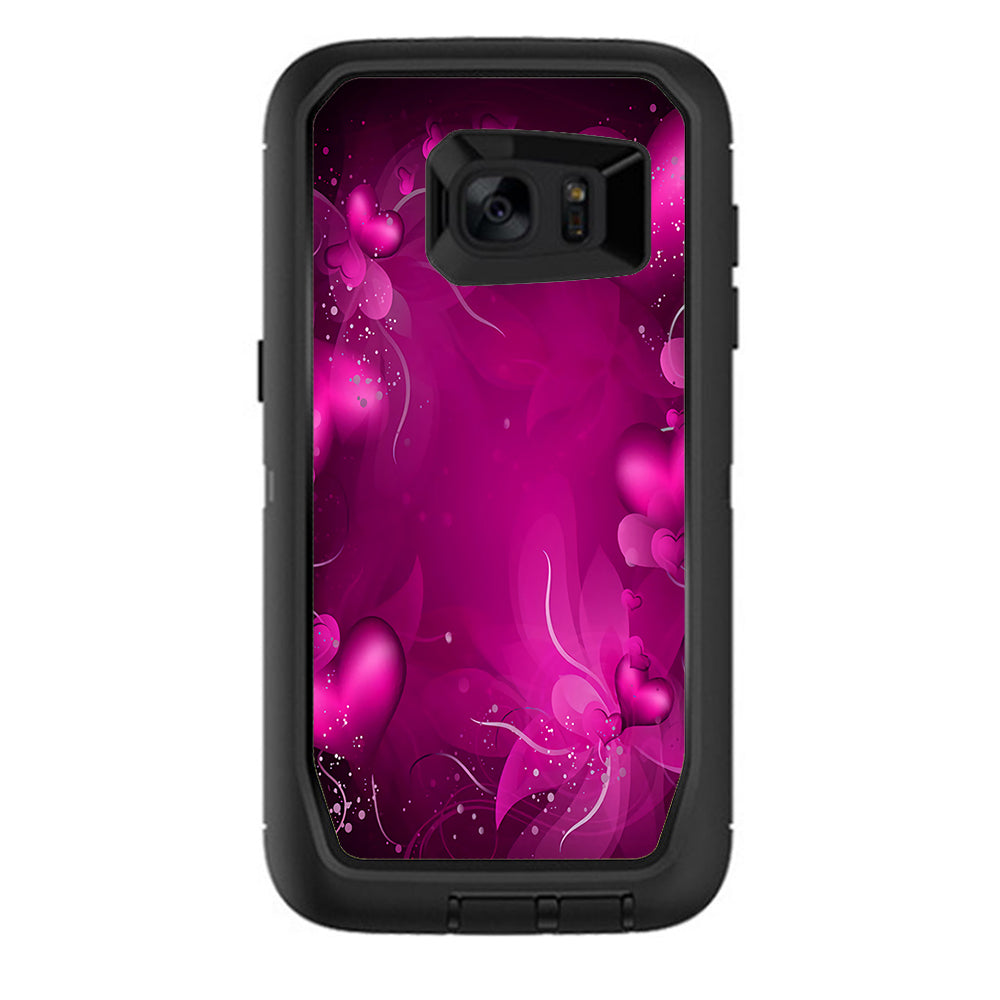  Pink Hearts Flowers Otterbox Defender Samsung Galaxy S7 Edge Skin