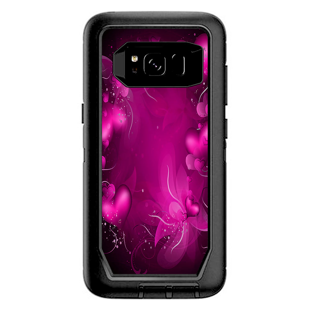  Pink Hearts Flowers Otterbox Defender Samsung Galaxy S8 Skin