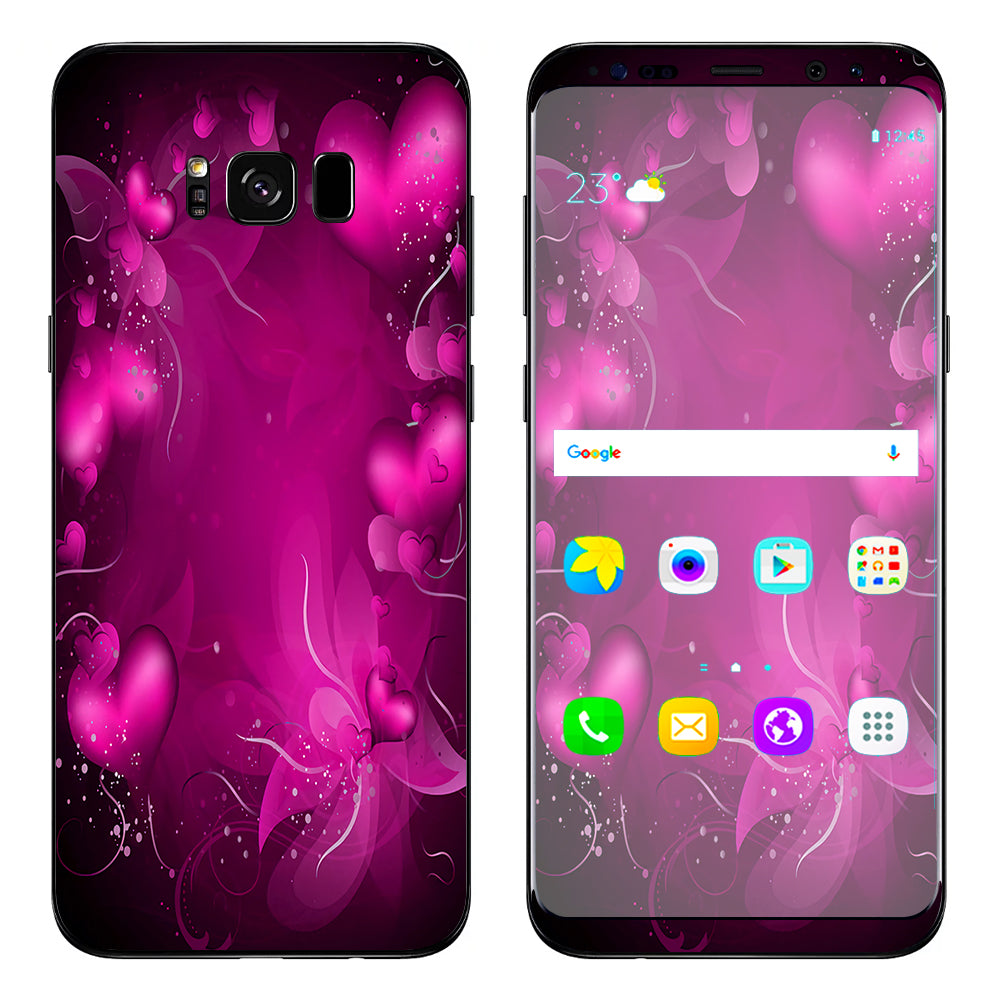  Pink Hearts Flowers Samsung Galaxy S8 Skin