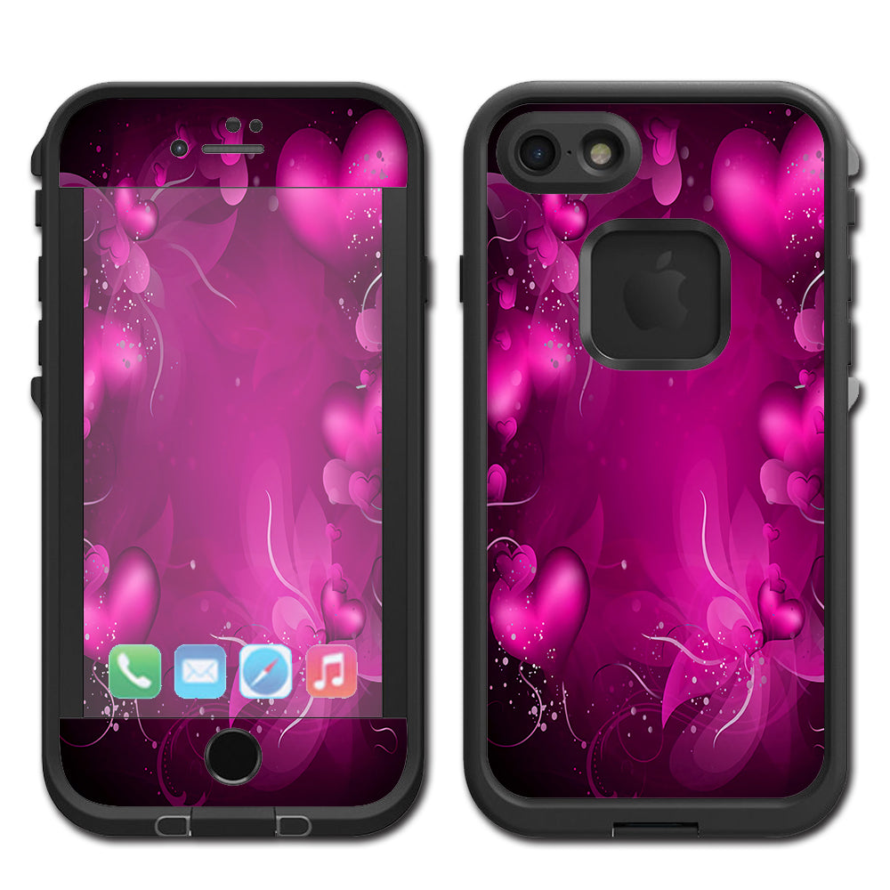  Pink Hearts Flowers Lifeproof Fre iPhone 7 or iPhone 8 Skin