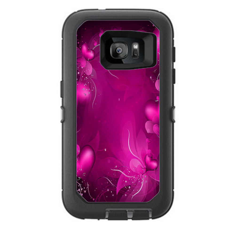  Pink Hearts Flowers Otterbox Defender Samsung Galaxy S7 Skin