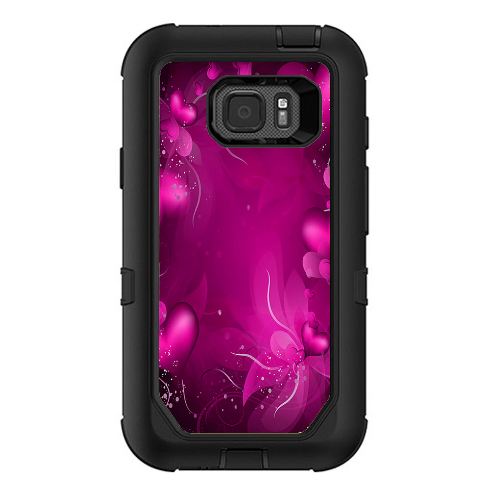  Pink Hearts Flowers Otterbox Defender Samsung Galaxy S7 Active Skin