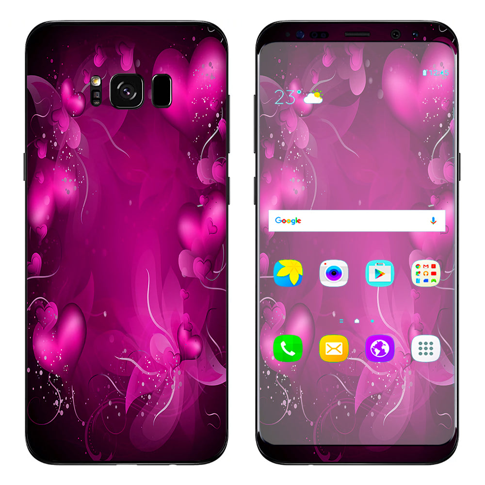  Pink Hearts Flowers Samsung Galaxy S8 Plus Skin
