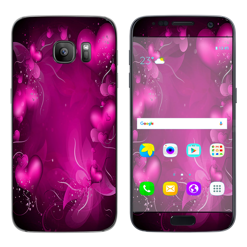  Pink Hearts Flowers Samsung Galaxy S7 Skin