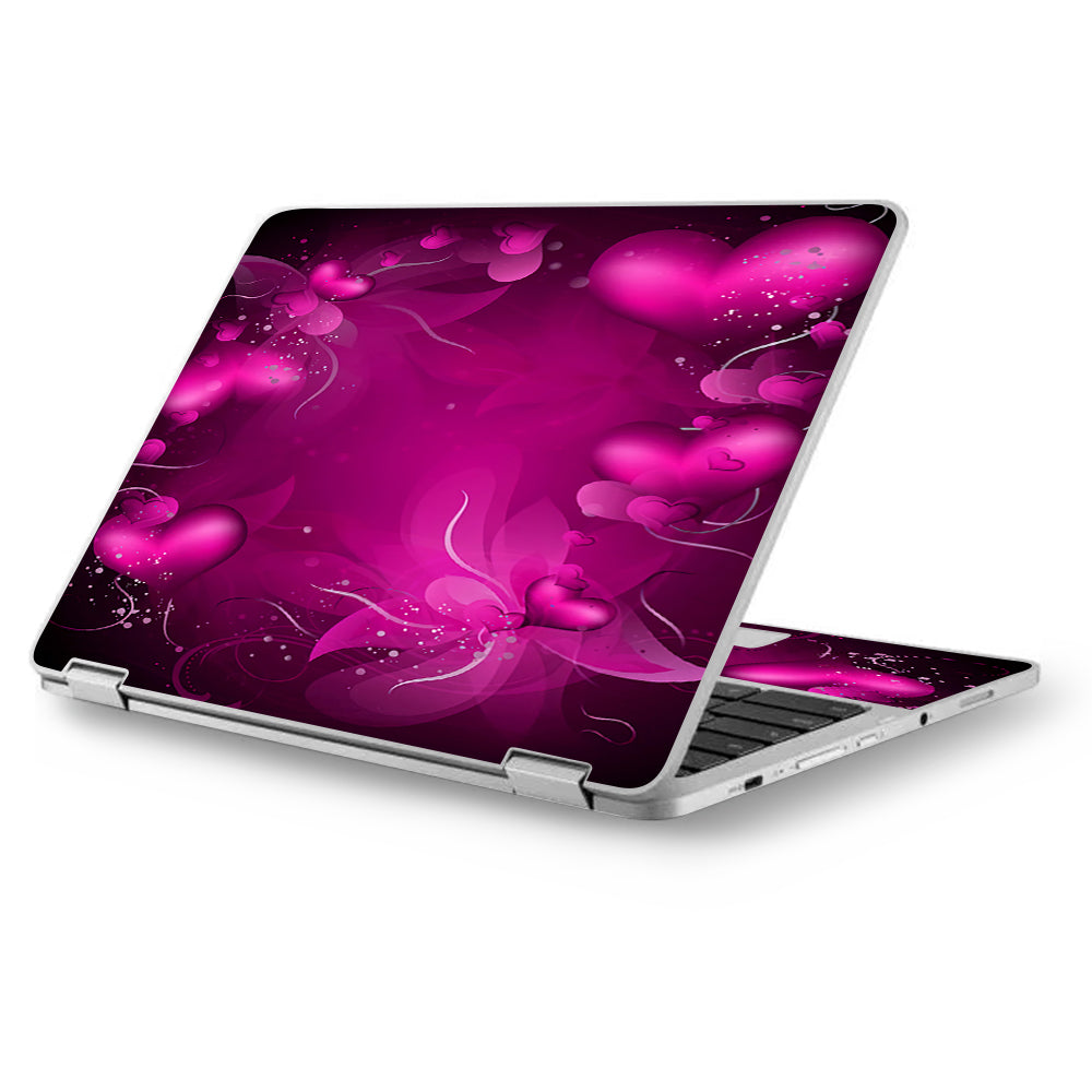  Pink Hearts Flowers Asus Chromebook Flip 12.5" Skin