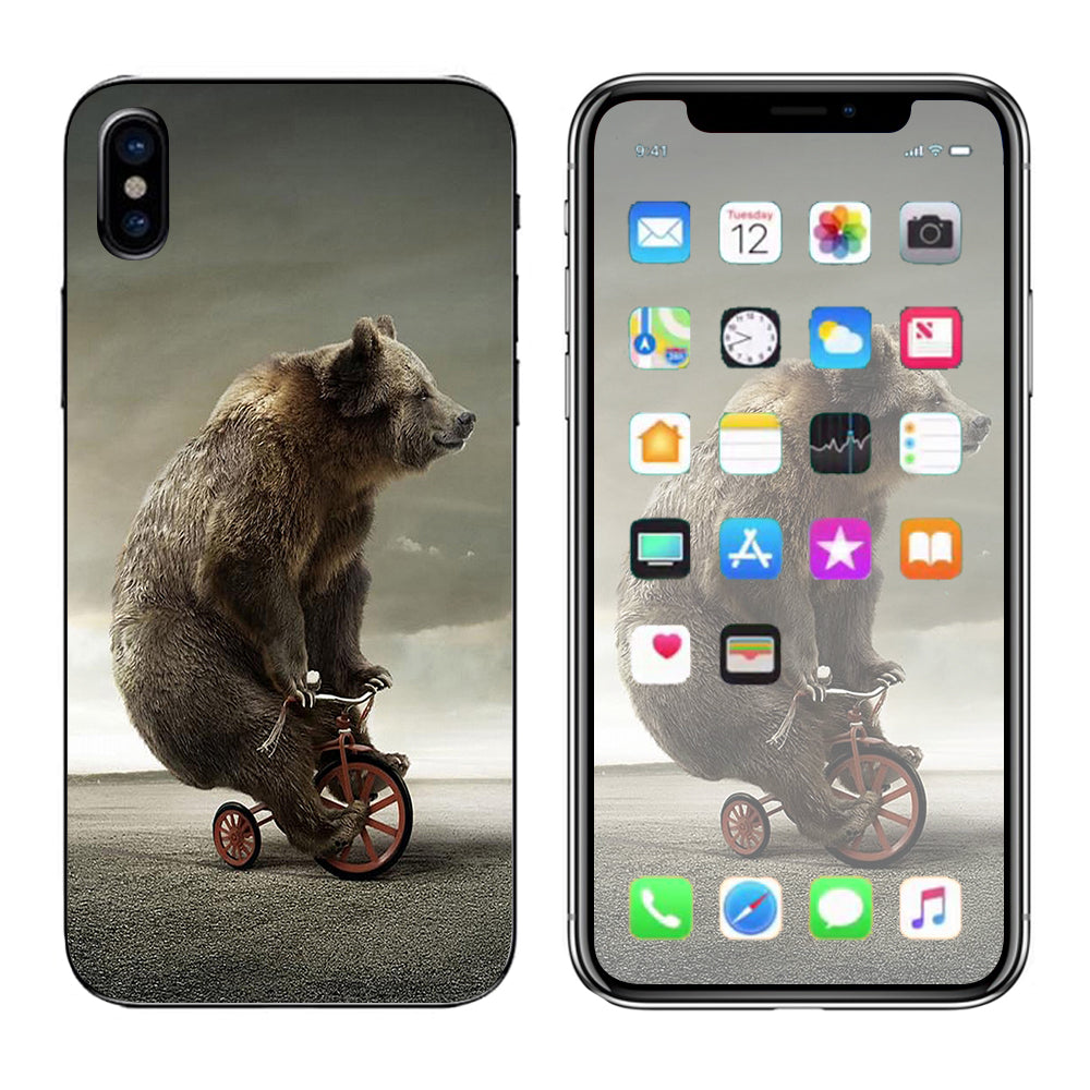  Bear Riding Tricycle Apple iPhone X Skin