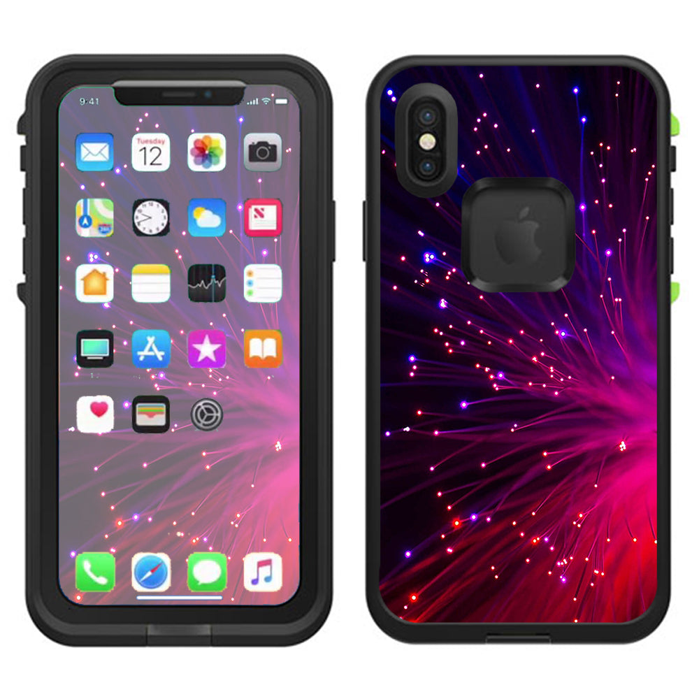  Fiber Optics Red Needles Space Lifeproof Fre Case iPhone X Skin