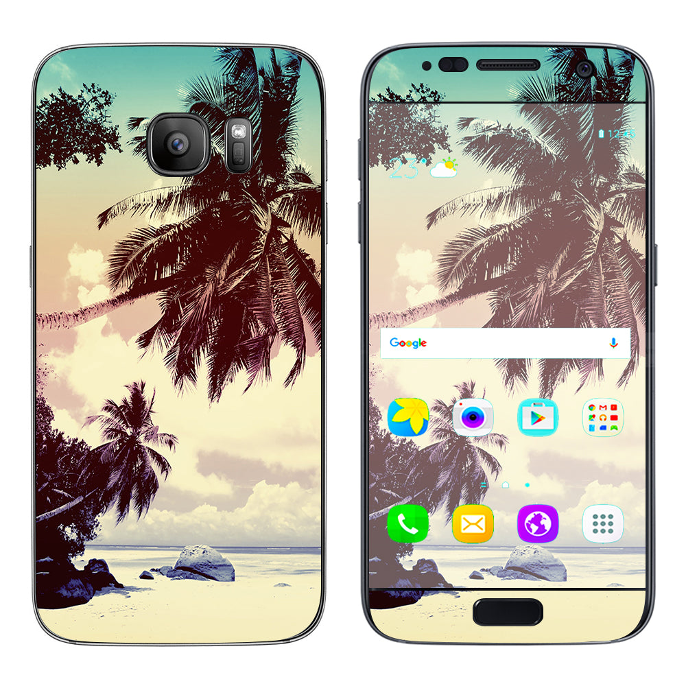  Palm Trees Vintage Beach Island Samsung Galaxy S7 Skin