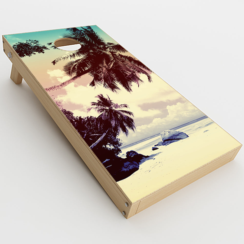  Palm Trees Vintage Beach Island Cornhole Game Boards  Skin