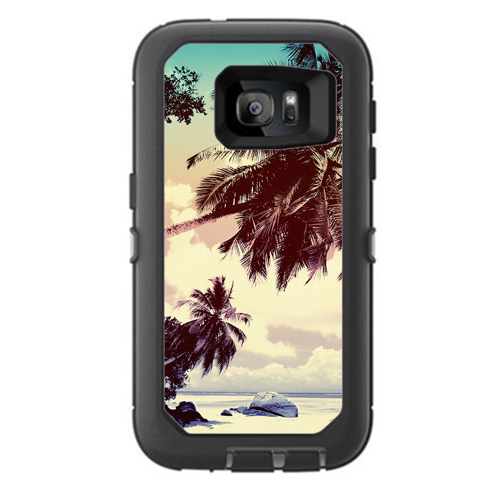  Palm Trees Vintage Beach Island Otterbox Defender Samsung Galaxy S7 Skin