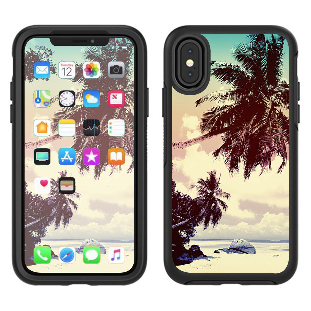  Palm Trees Vintage Beach Island Otterbox Defender Apple iPhone X Skin