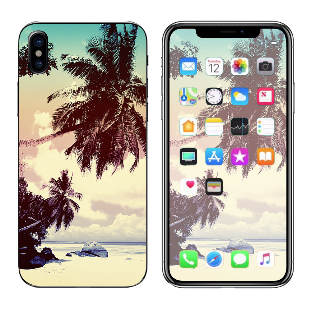  Palm Trees Vintage Beach Island Apple iPhone X Skin