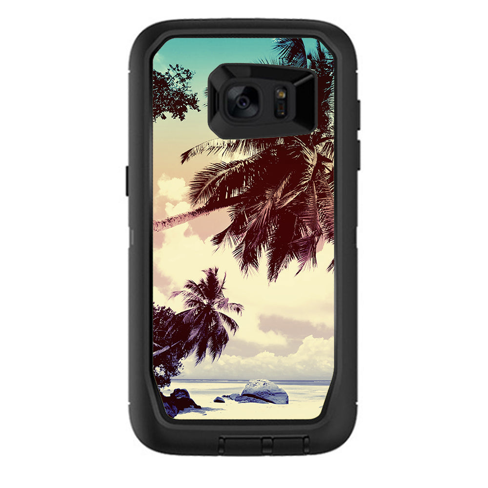  Palm Trees Vintage Beach Island Otterbox Defender Samsung Galaxy S7 Edge Skin