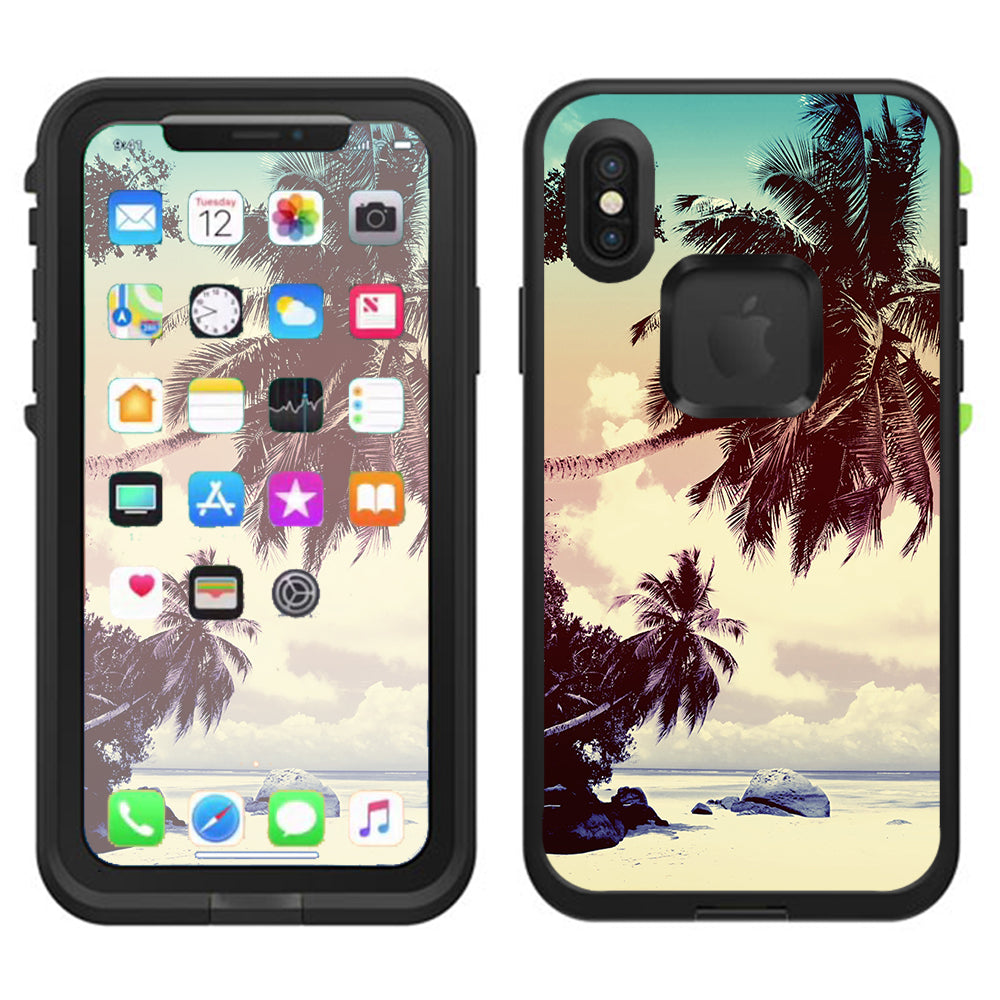  Palm Trees Vintage Beach Island Lifeproof Fre Case iPhone X Skin
