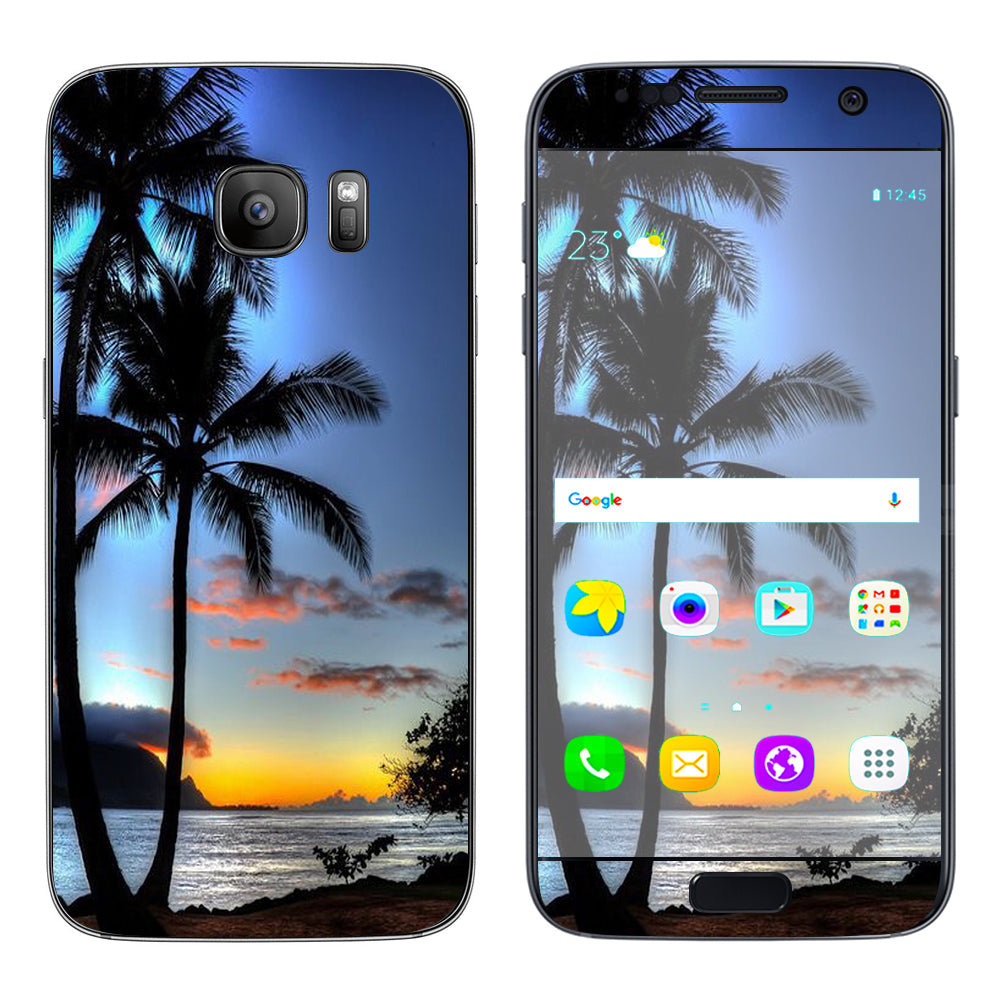  Paradise Sunset Palm Trees Samsung Galaxy S7 Skin