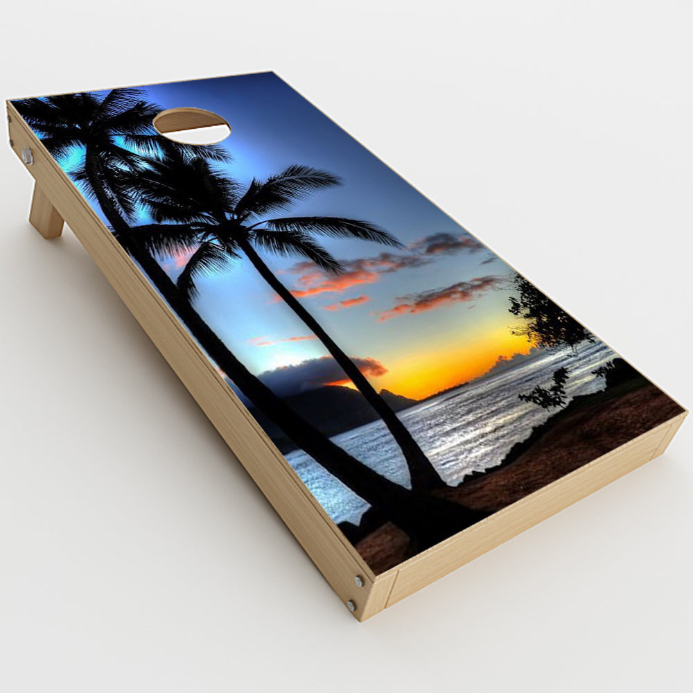  Paradise Sunset Palm Trees Cornhole Game Boards  Skin