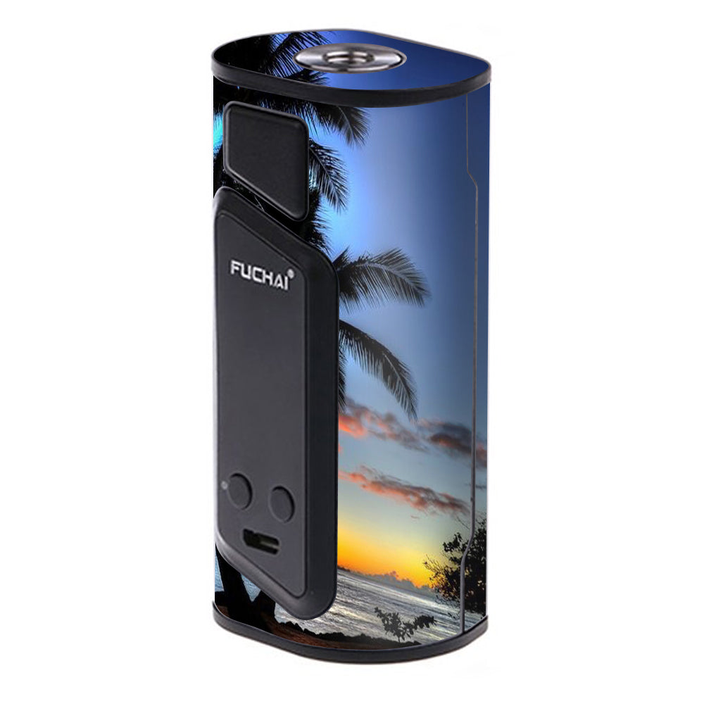 Skin Decal for Sigelei Fuchai Duo-3 175W TC Vape / Paradise Sunset Palm  Trees  itsaskin.com