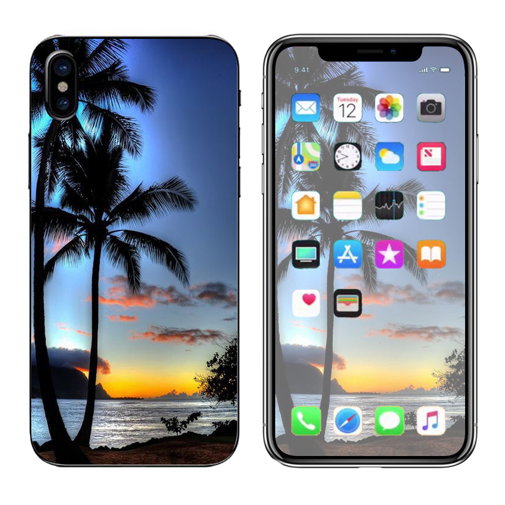 Paradise Sunset Palm Trees Apple iPhone X Skin
