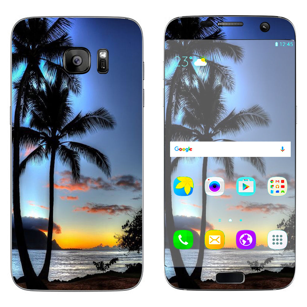  Paradise Sunset Palm Trees Samsung Galaxy S7 Edge Skin