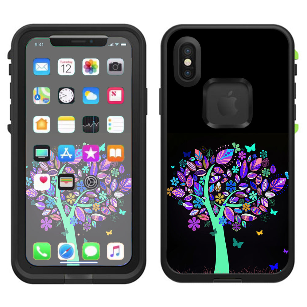  Living Tree Butterfly Colorful Lifeproof Fre Case iPhone X Skin