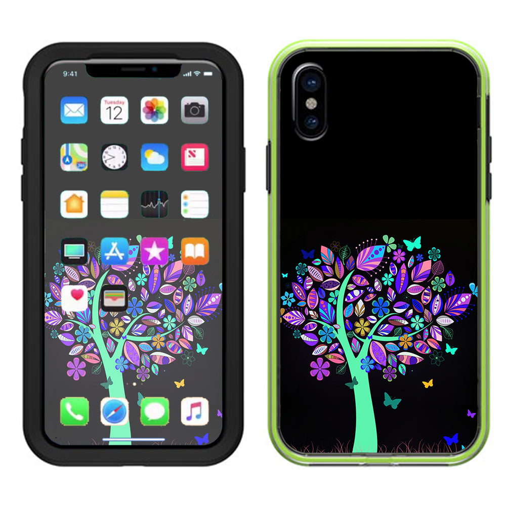  Living Tree Butterfly Colorful Lifeproof Slam Case iPhone X Skin