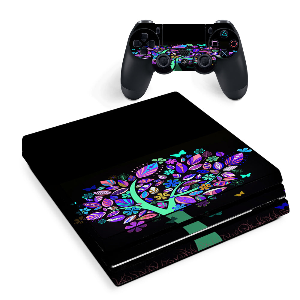 Living Tree Butterfly Colorful Sony PS4 Pro Skin
