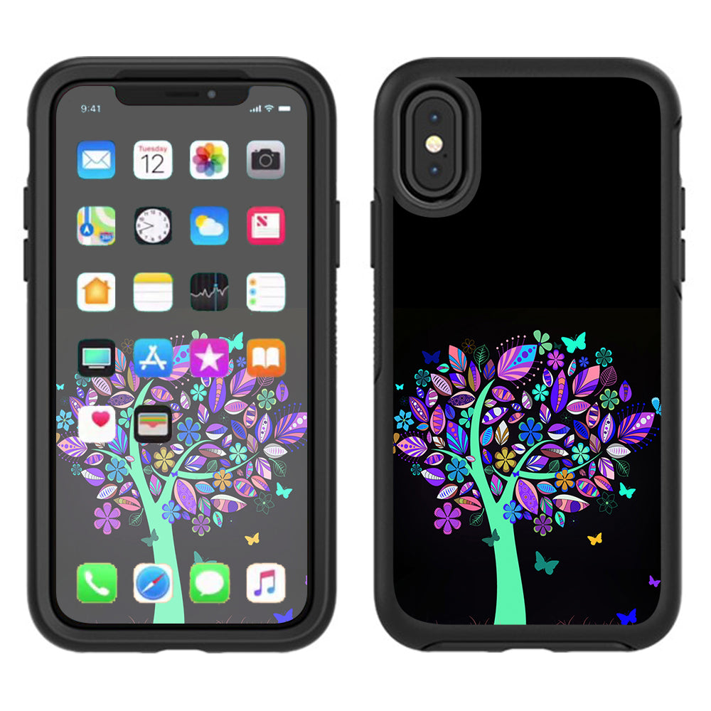  Living Tree Butterfly Colorful Otterbox Defender Apple iPhone X Skin