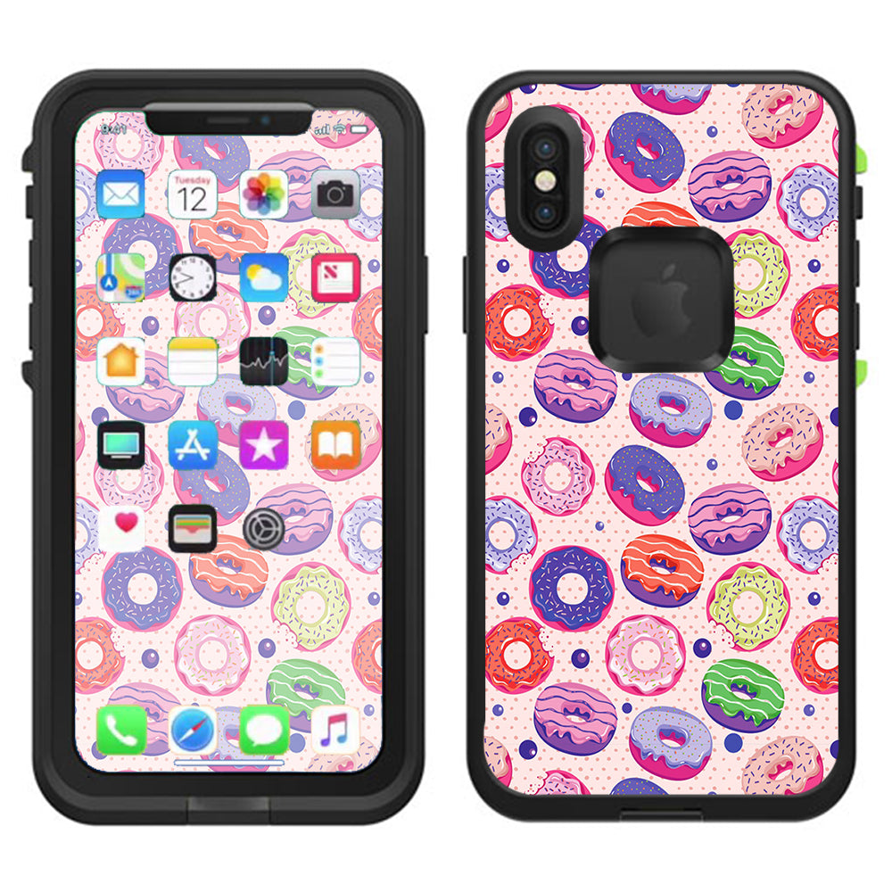  Yummy Donuts Doughnuts Pink Lifeproof Fre Case iPhone X Skin