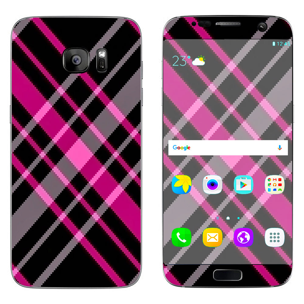  Pink And Black Plaid Samsung Galaxy S7 Edge Skin