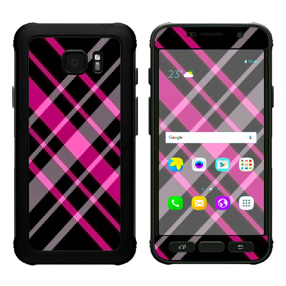  Pink And Black Plaid Samsung Galaxy S7 Active Skin