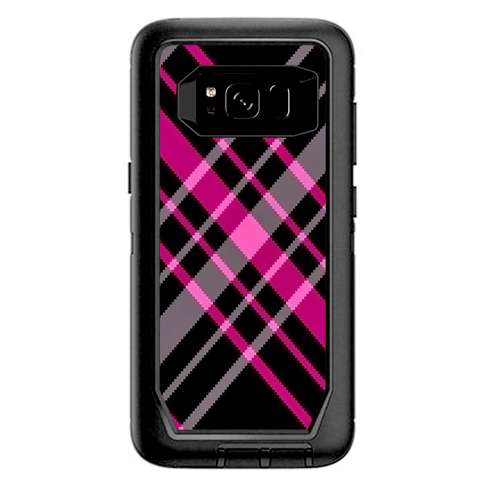 Pink And Black Plaid Otterbox Defender Samsung Galaxy S8 Skin