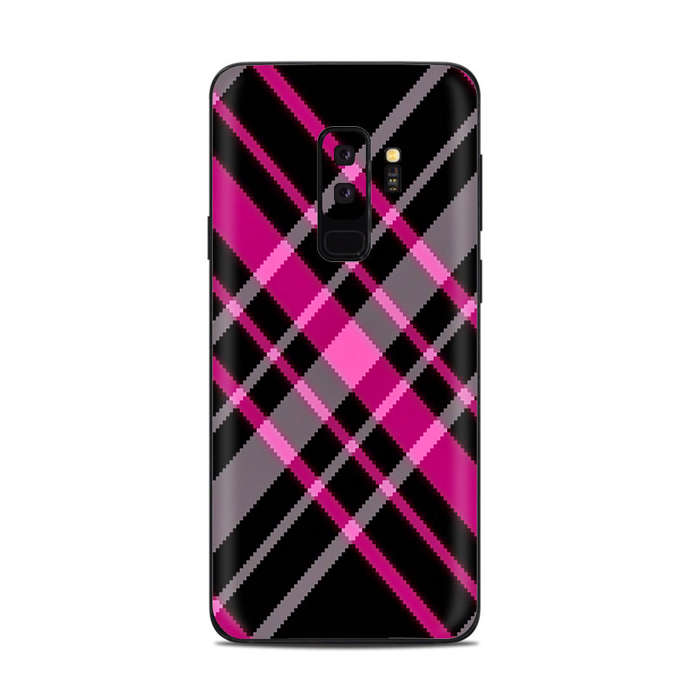  Pink And Black Plaid Samsung Galaxy S9 Plus Skin