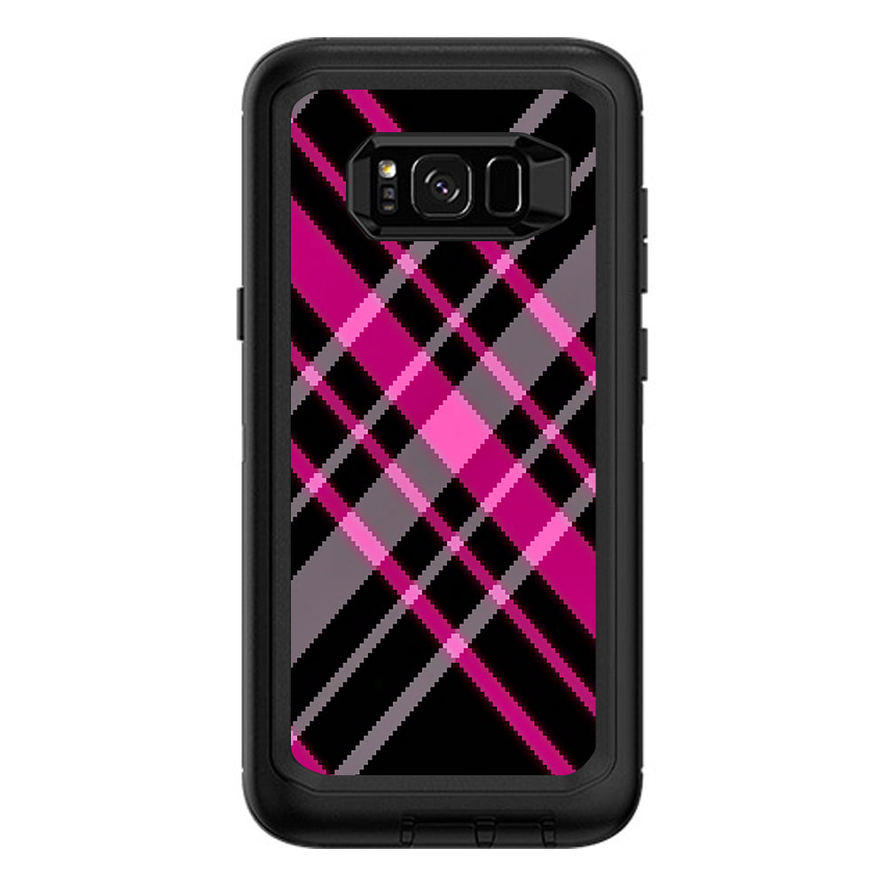  Pink And Black Plaid Otterbox Defender Samsung Galaxy S8 Plus Skin