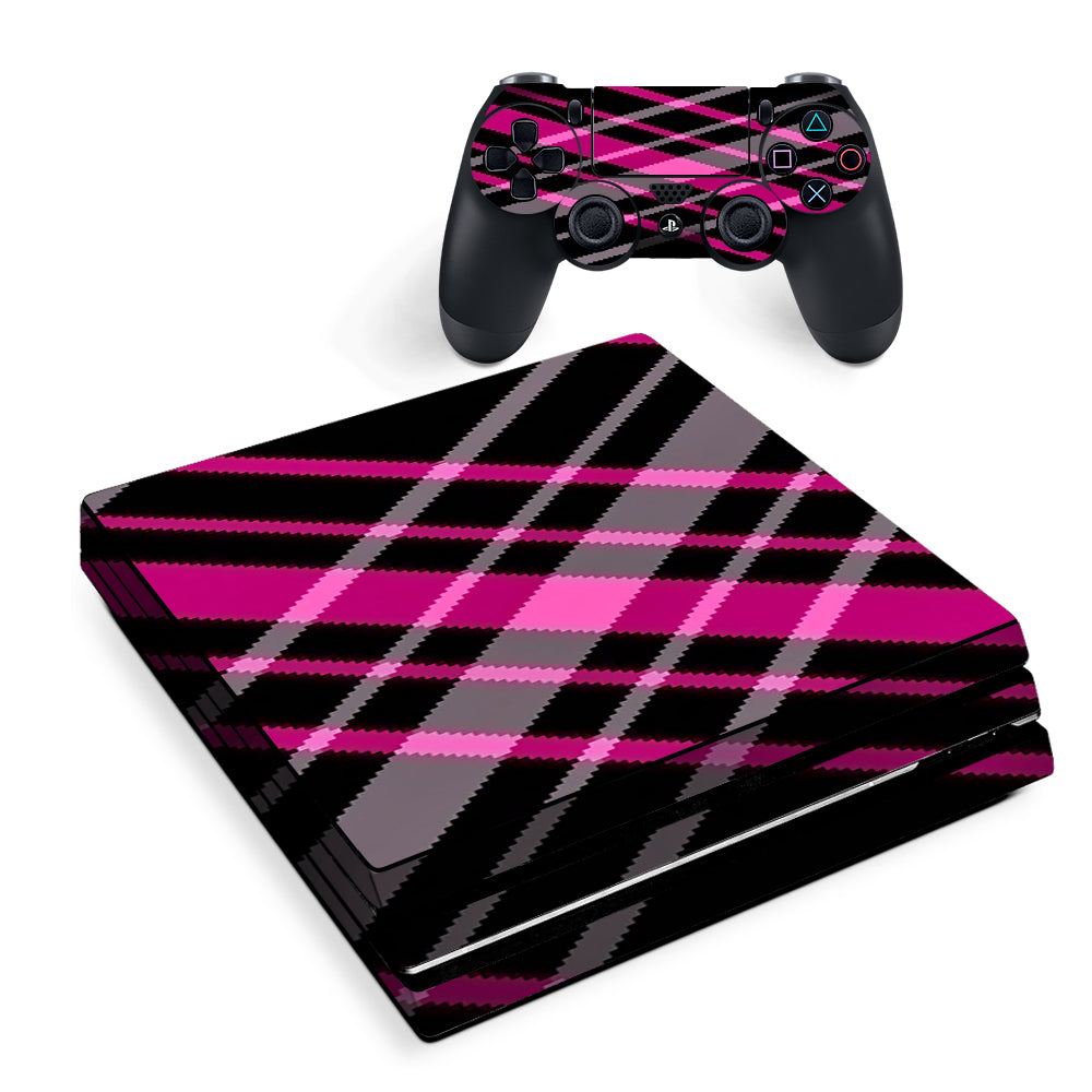 Pink And Black Plaid Sony PS4 Pro Skin
