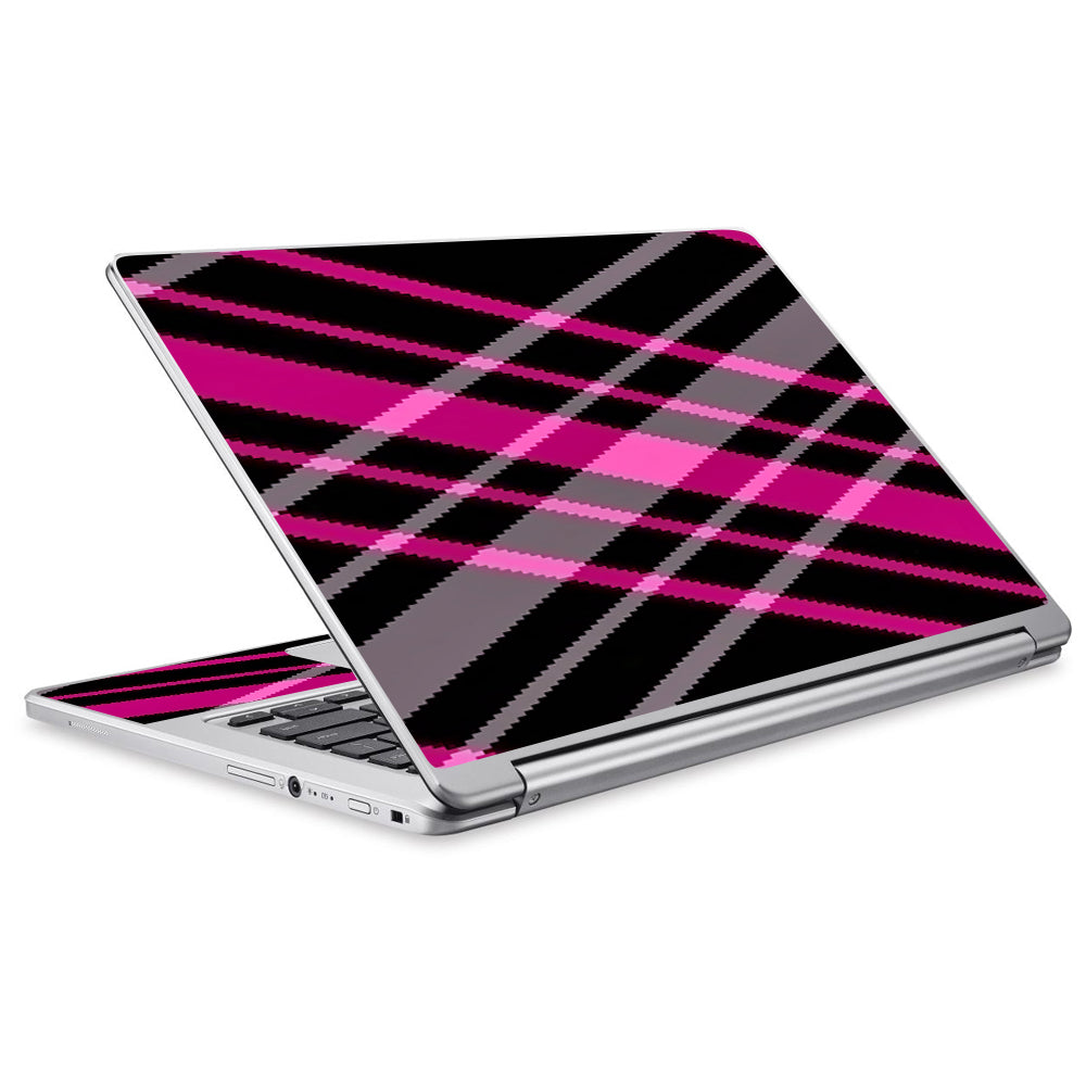  Pink And Black Plaid Acer Chromebook R13 Skin