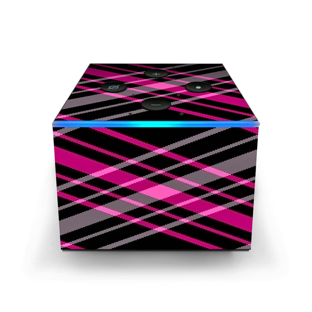  Pink And Black Plaid Amazon Fire TV Cube Skin
