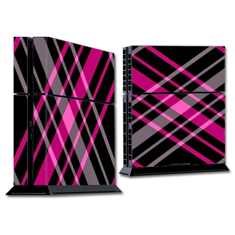  Pink And Black Plaid Sony Playstation PS4 Skin