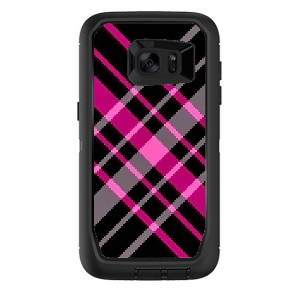  Pink And Black Plaid Otterbox Defender Samsung Galaxy S7 Edge Skin