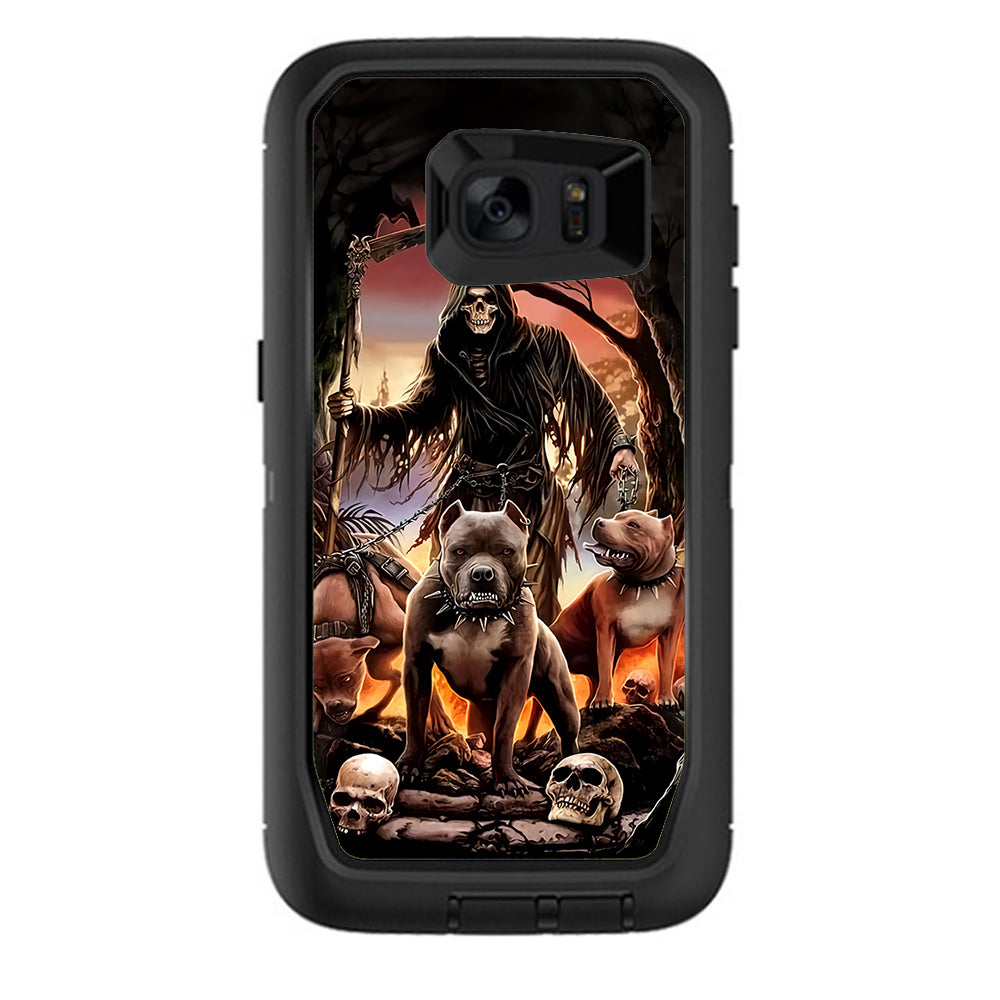  Grim Reaper Pitbull Skulls Otterbox Defender Samsung Galaxy S7 Edge Skin