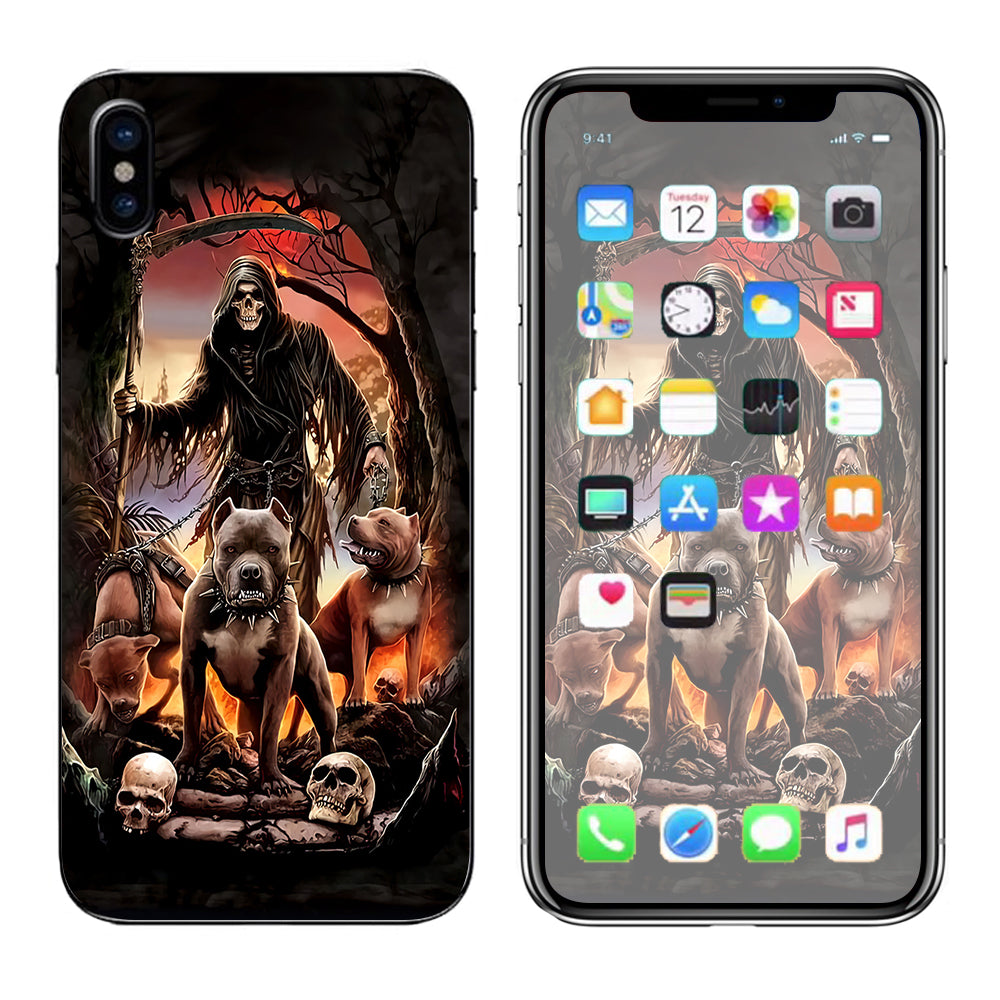  Grim Reaper Pitbull Skulls  Apple iPhone X Skin